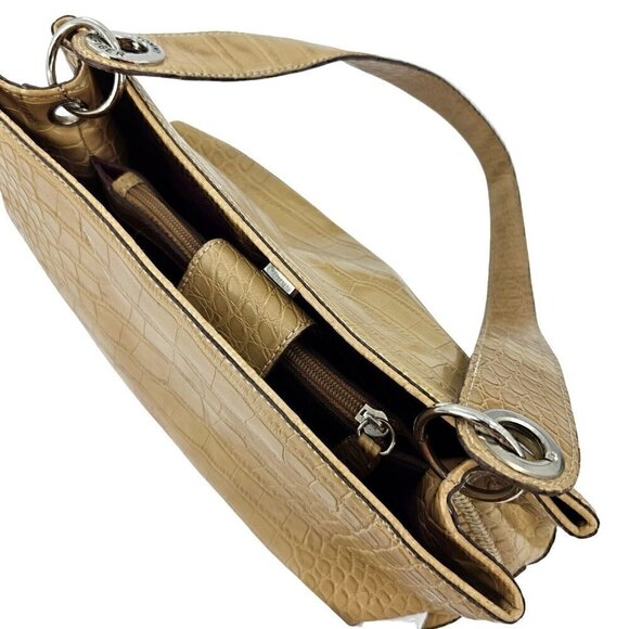 TOMMY HILFIGER Y2K Retro Tan Faux Croco Embossed Shoulder Bag - Picture 10 of 15